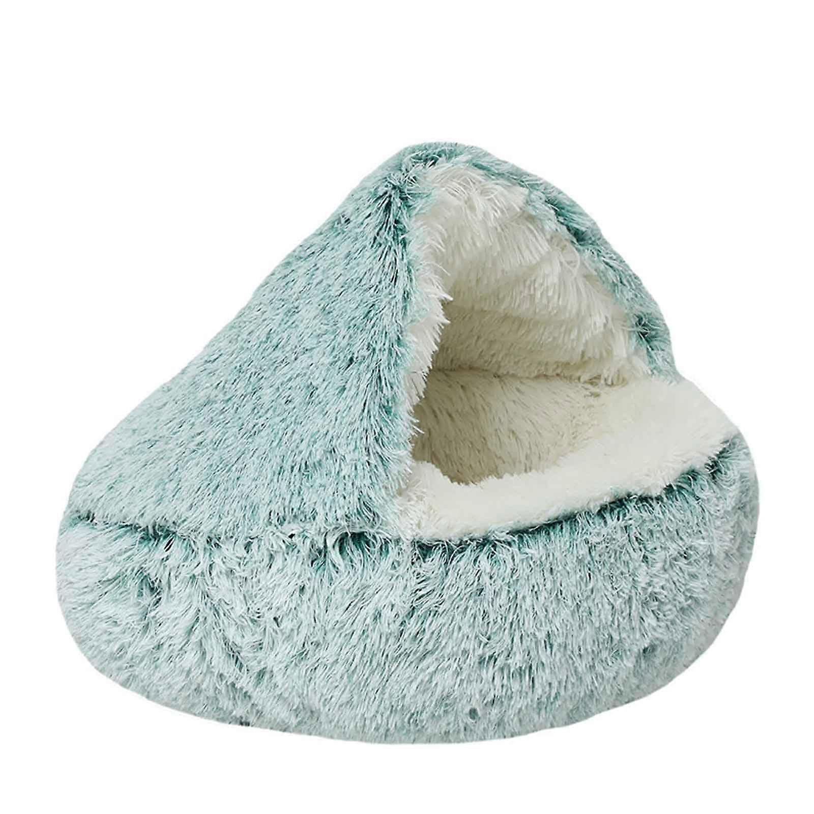 Cat Cave, Pet Bed, Calming Dog Bed, Fluffy Plush Cat Bed with NonSlip Bottom, for Medium and Small Dogs, Green, 80cm x 80cm