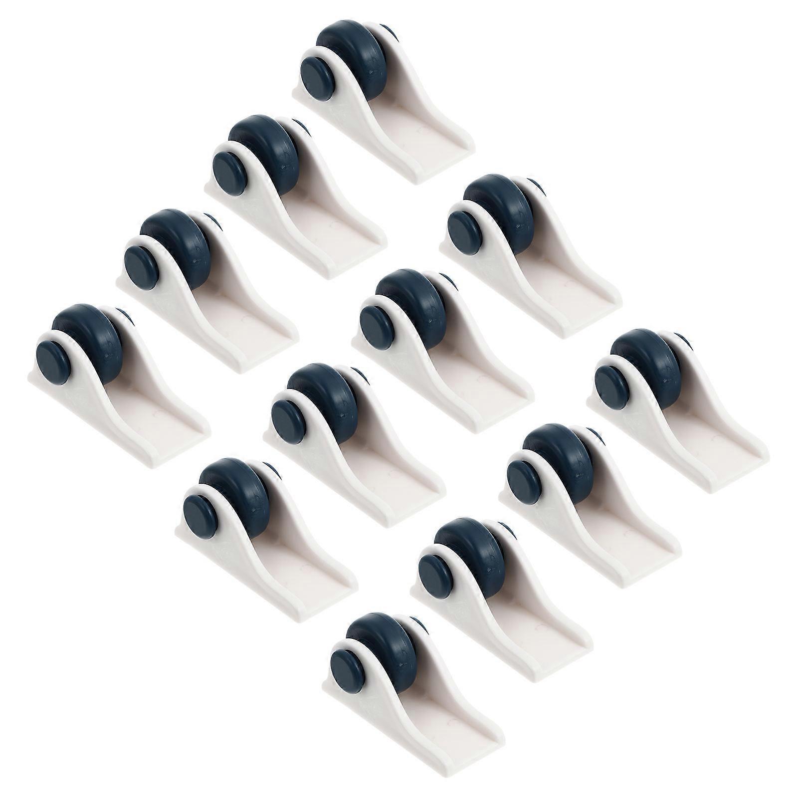 12pcs Self Adhesive Storage Box Wheels, Blue Caster Rollers for Easy Sliding & Handling, Ideal for Organizing Trash Bins & Storage Containers