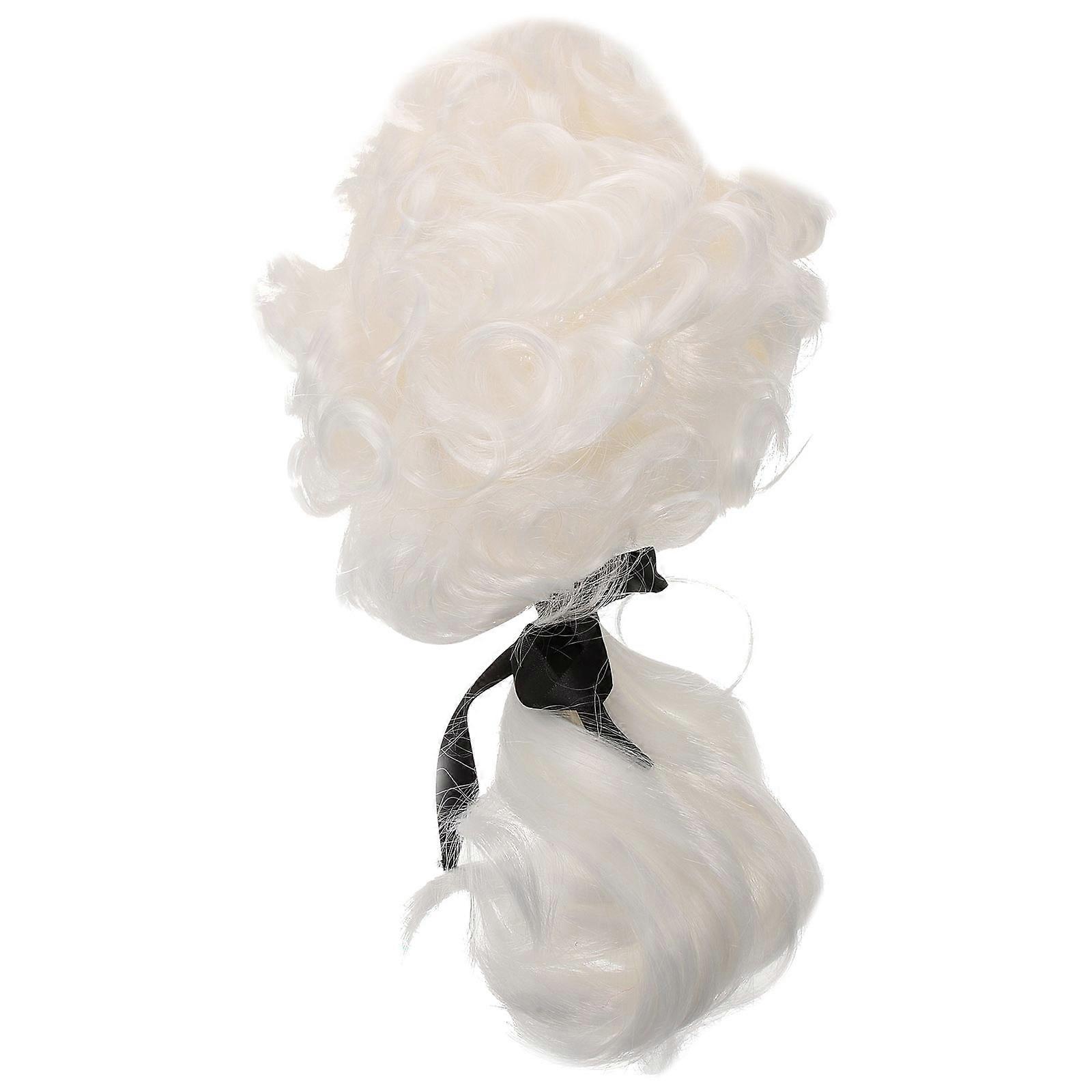 Wigs Men Role-Playing Wig Noble Gentleman Judge Accessible At Halloween Events White 1Pack