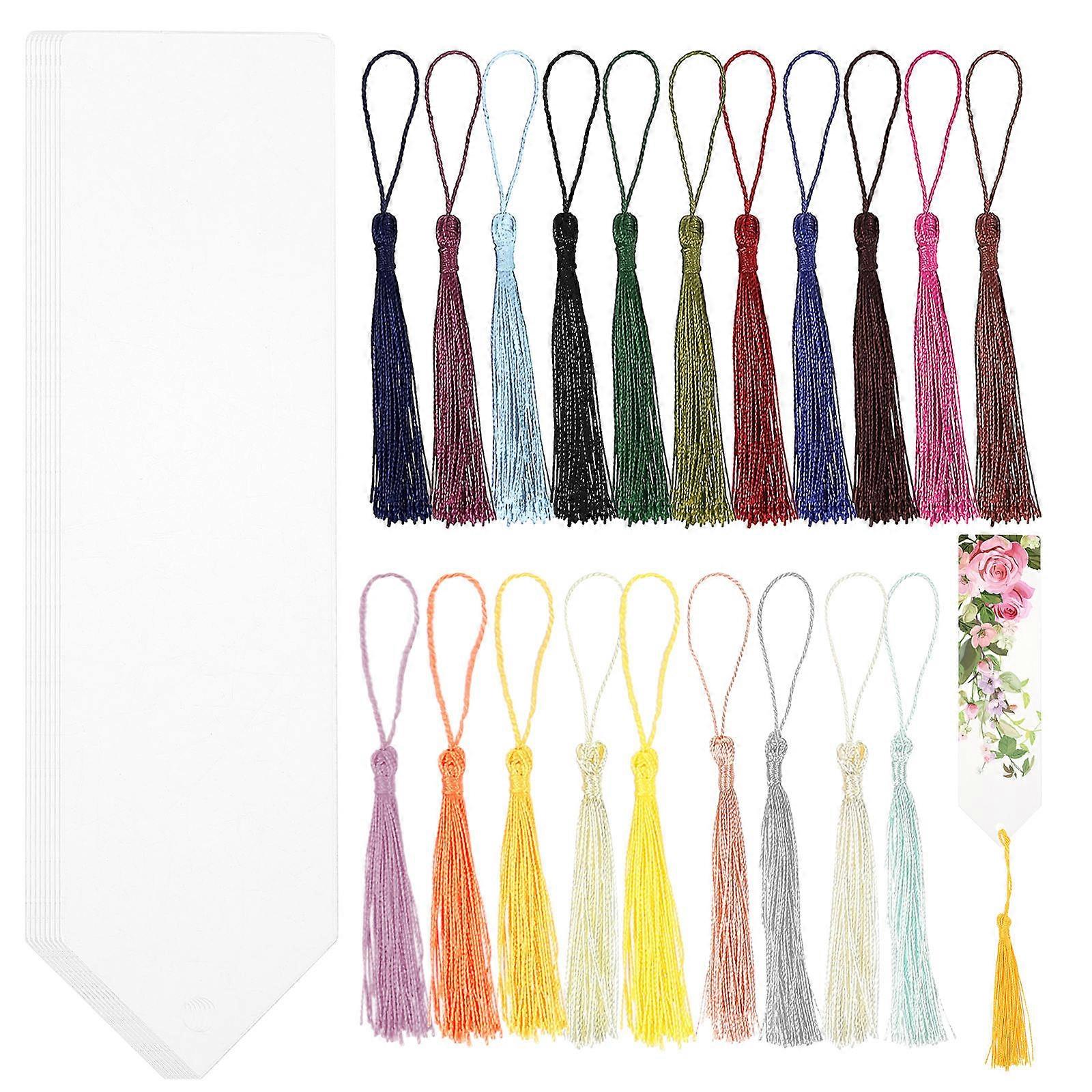20 Transparent Bookmarks With 20 Cotton Tassels For DIY Decoration Use Suitable For Friends Family And Students 1 Set