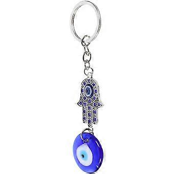 Blue Evil Eye nyckelring hängsmycke – Handgjord berlock för nycklar och telefon, kulturell amulett för skydd och lycka