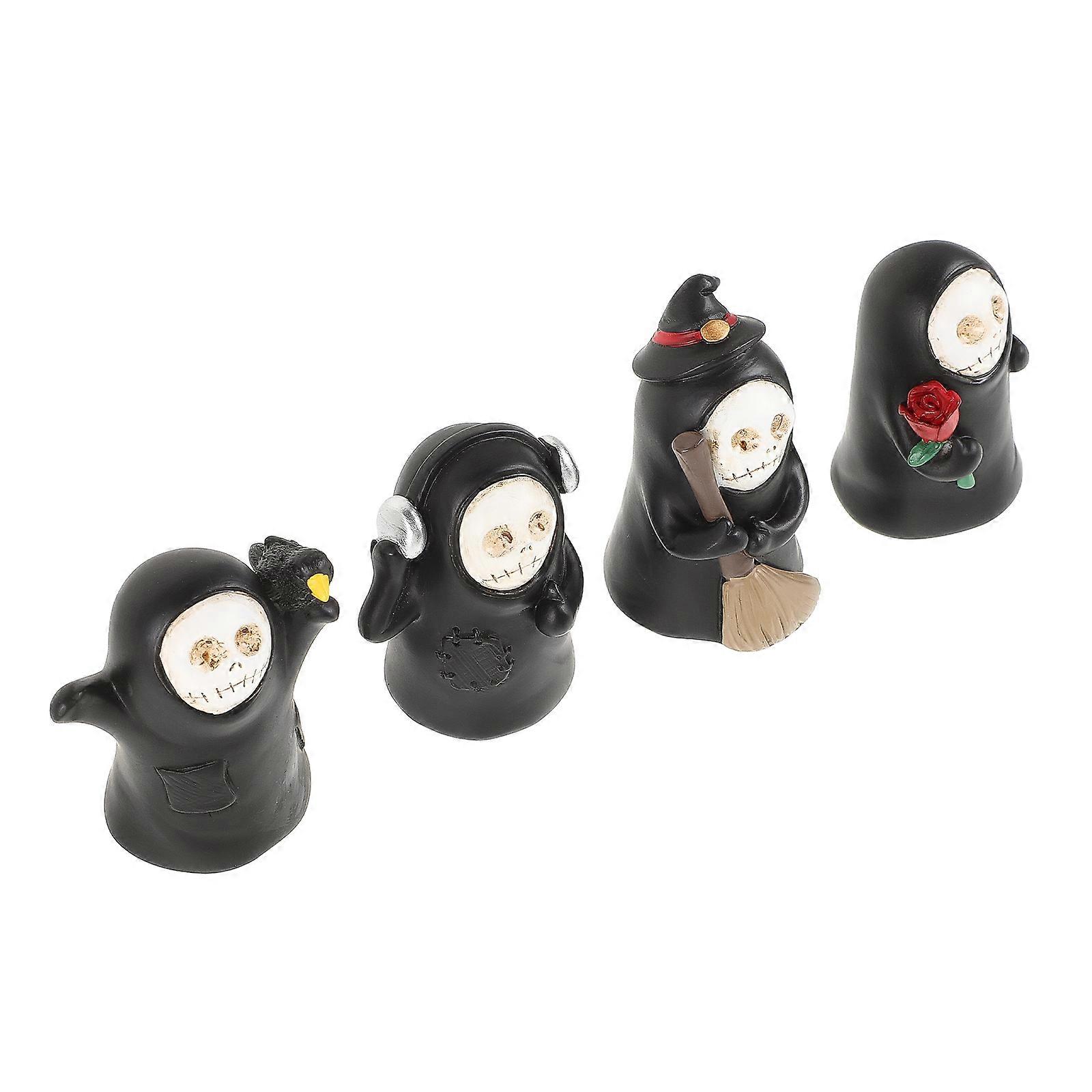 Terrifying Skull Ghost Figurines for Halloween Decor – Resin Desktop Ornaments for Table Centerpieces & Home Haunted Atmosphere