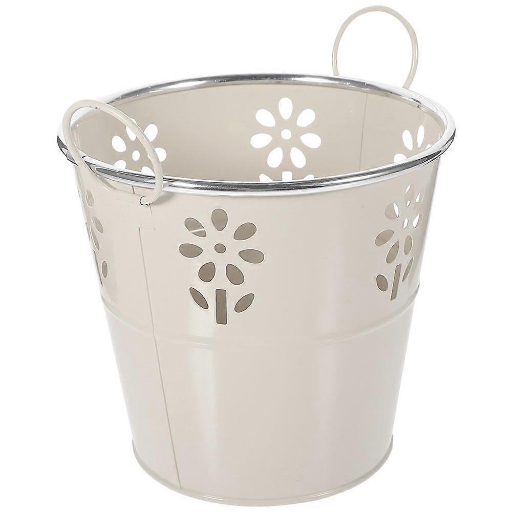 Metal Buckets Galvanized Pail with Handles Hollow Pattern Succulent Flower Pot
