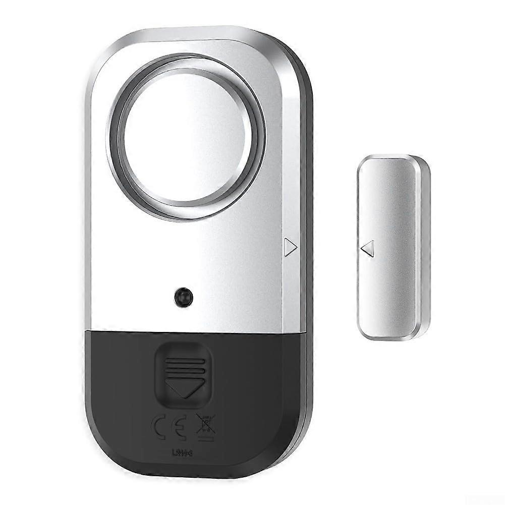 Wireless Sliding Door Alarm With Magnetic Sensors, 125 dB, Silver-Black Finish, Home Security