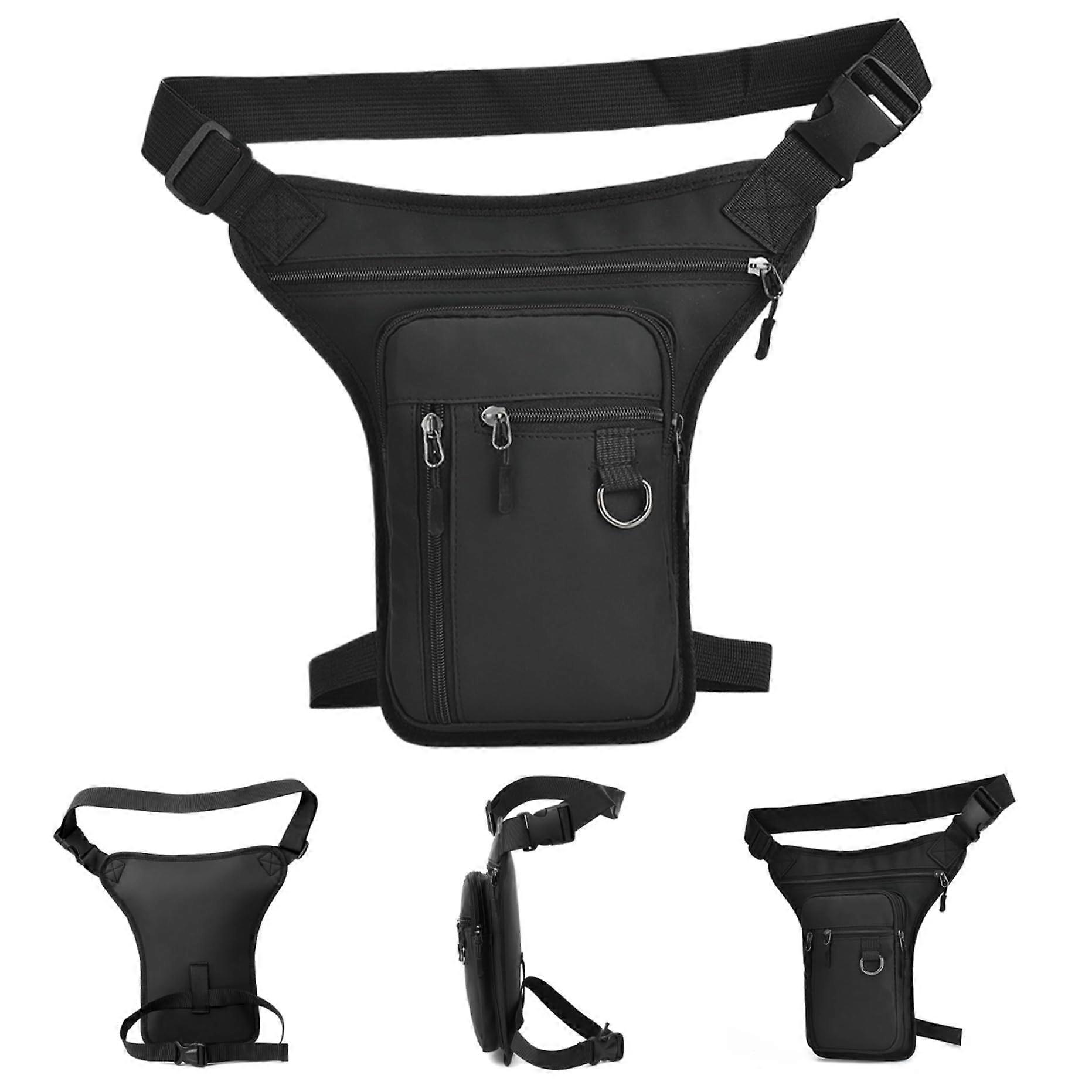 Thigh Bag with Leg Strap, Adjustable Leg Bag with Multiple Pockets, Waterproof Waist Bag, Zip, Unisex, 18 x 2 x 31 cm, Drop Leg Bag, Tactical Leg Bag