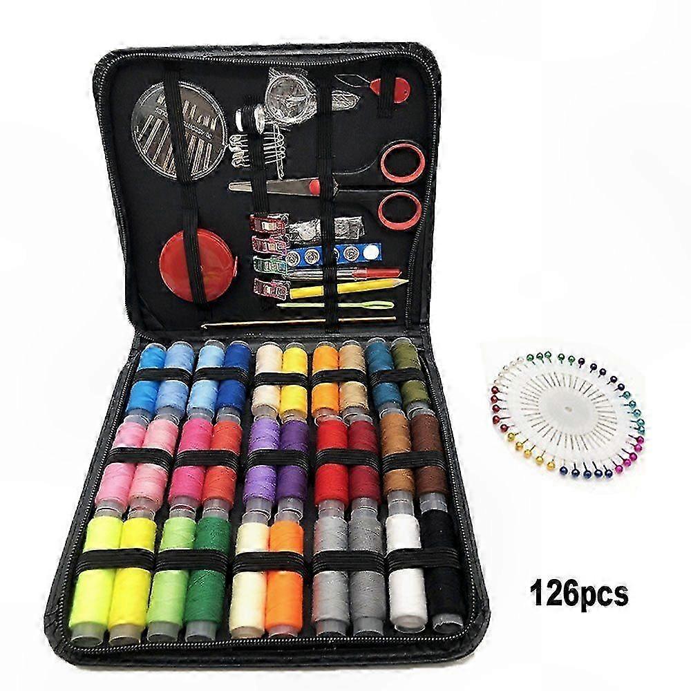 Beginner Sewing Kit with Multicolored Thread and Essential Tools for Home Use