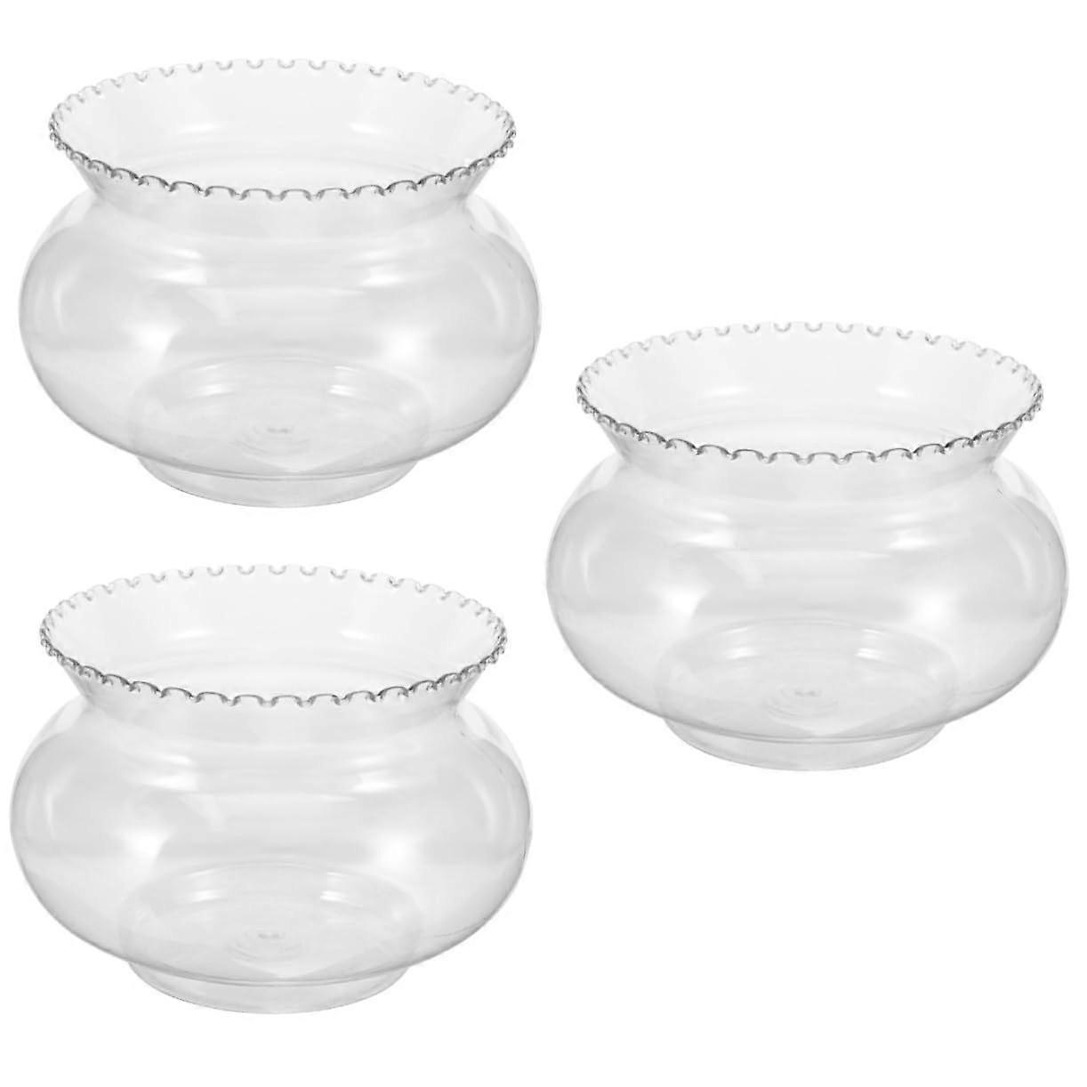 Set of 3 Clear Acrylic Desktop Fish Tank Containers for Goldfish, Betta and Plant Display