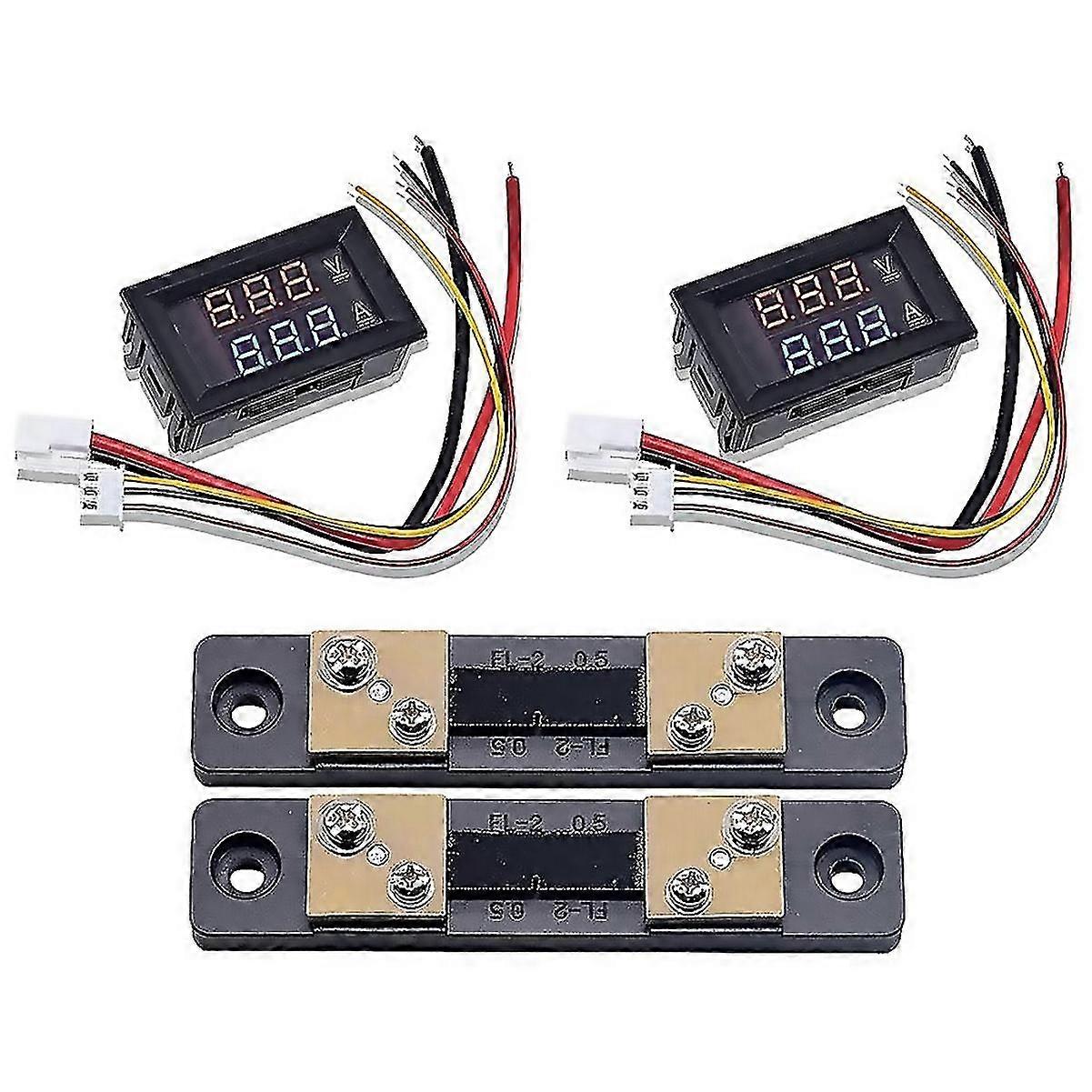 For 2pcs 028inch digital volt amp voltmeter ammeter meter dc 100v 50a 3 bits voltage current tester
