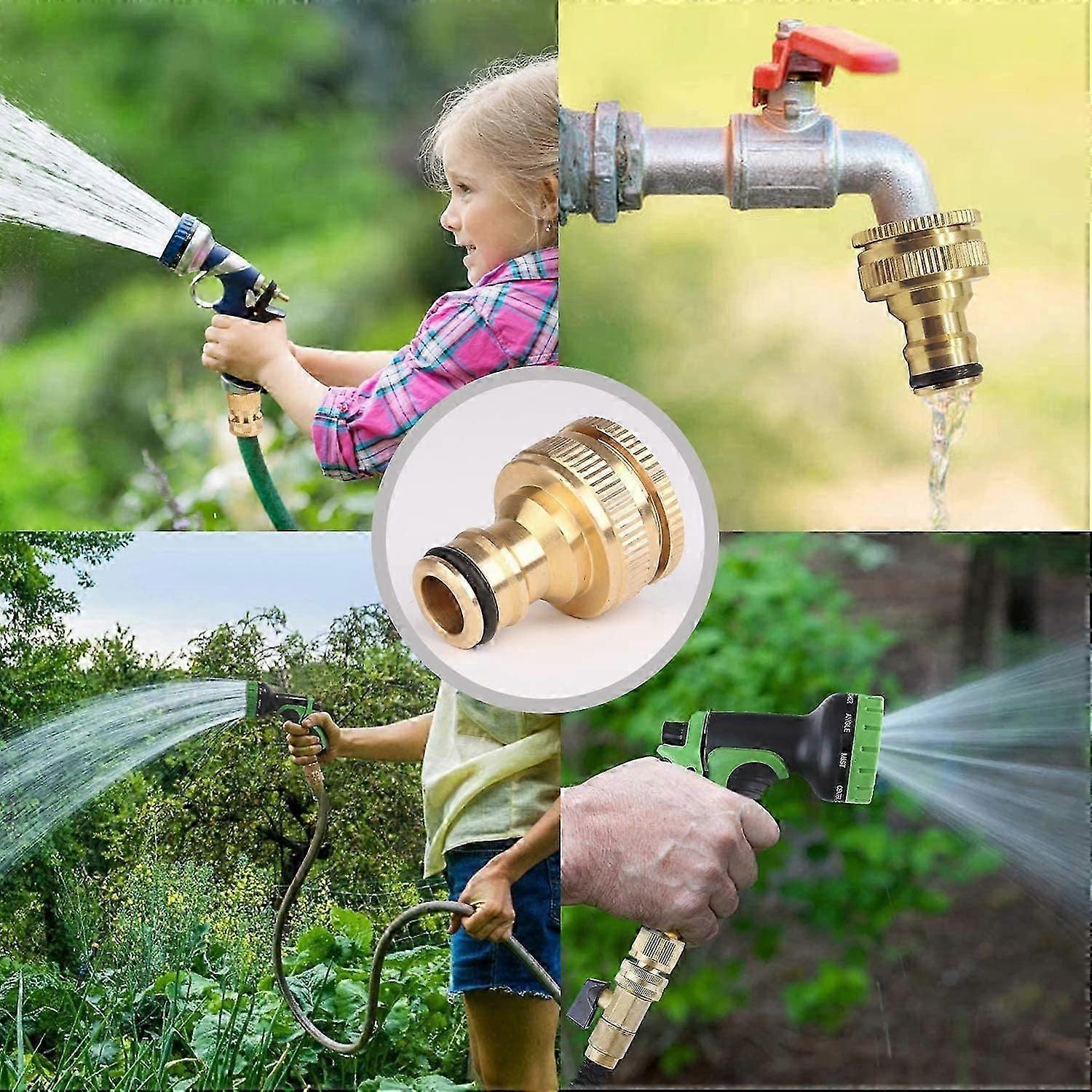 2 Stück Messing-Gartenhahn-Anschluss, Gartenschlauch-Anschluss-Zubehör, 3/4 Zoll Wasserschlauch-Anschluss, geeignet für Gartenschlauch-Wasserhahn, Rasensprinkl