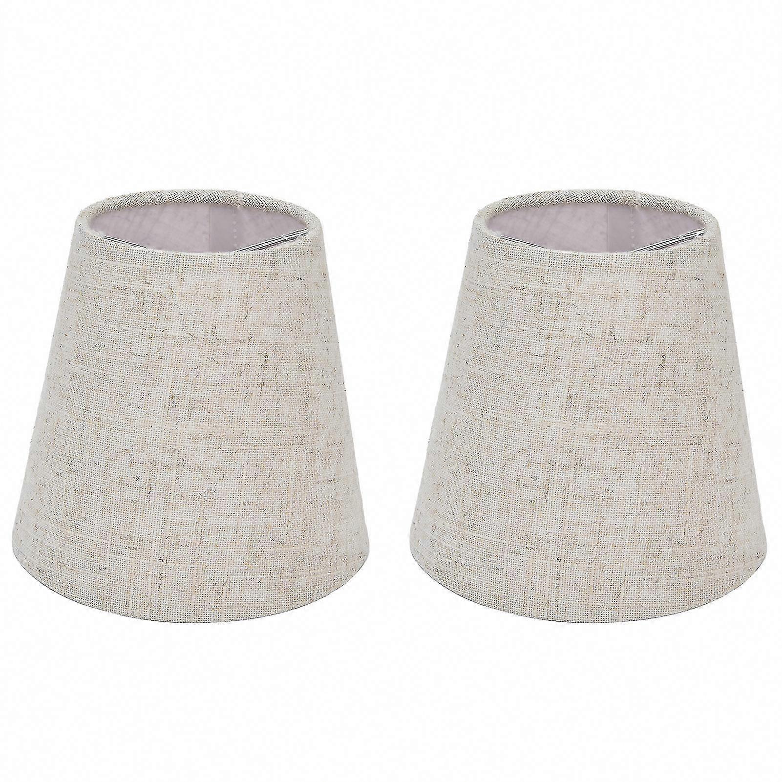 2PCS Fabric Clip-On Lampshade for E14 Screw Candlestick Lamp, Chandelier PT13 Beige White Edge