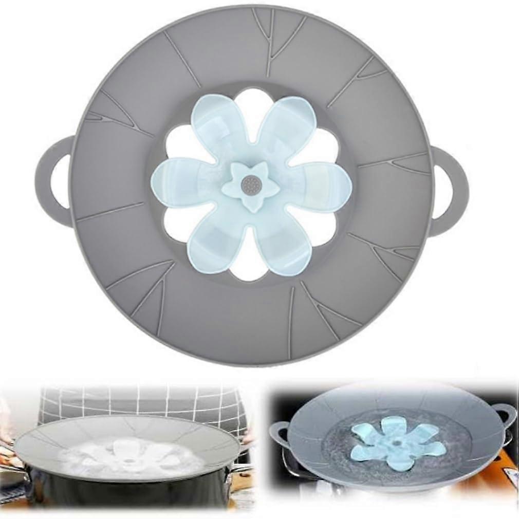 Spill Stopper Lid Cover, Silicone Boil Over Protector for Pots and Pans, 26cm Grey Multi-Function Kitchen Tool