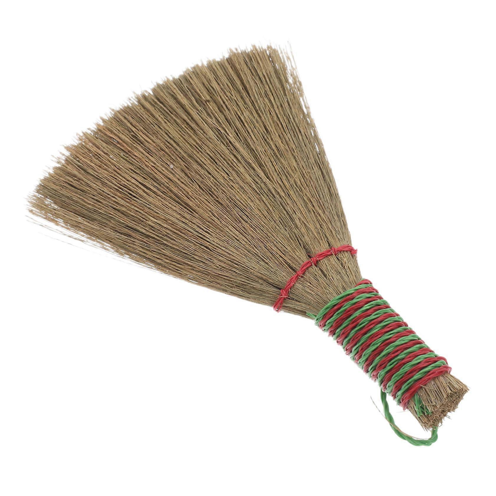 Natural Straw Hand Broom With Handle Dense Miscanthus Bristle Indoor Cleaning Dusting Brush For Floors Furniture Beds