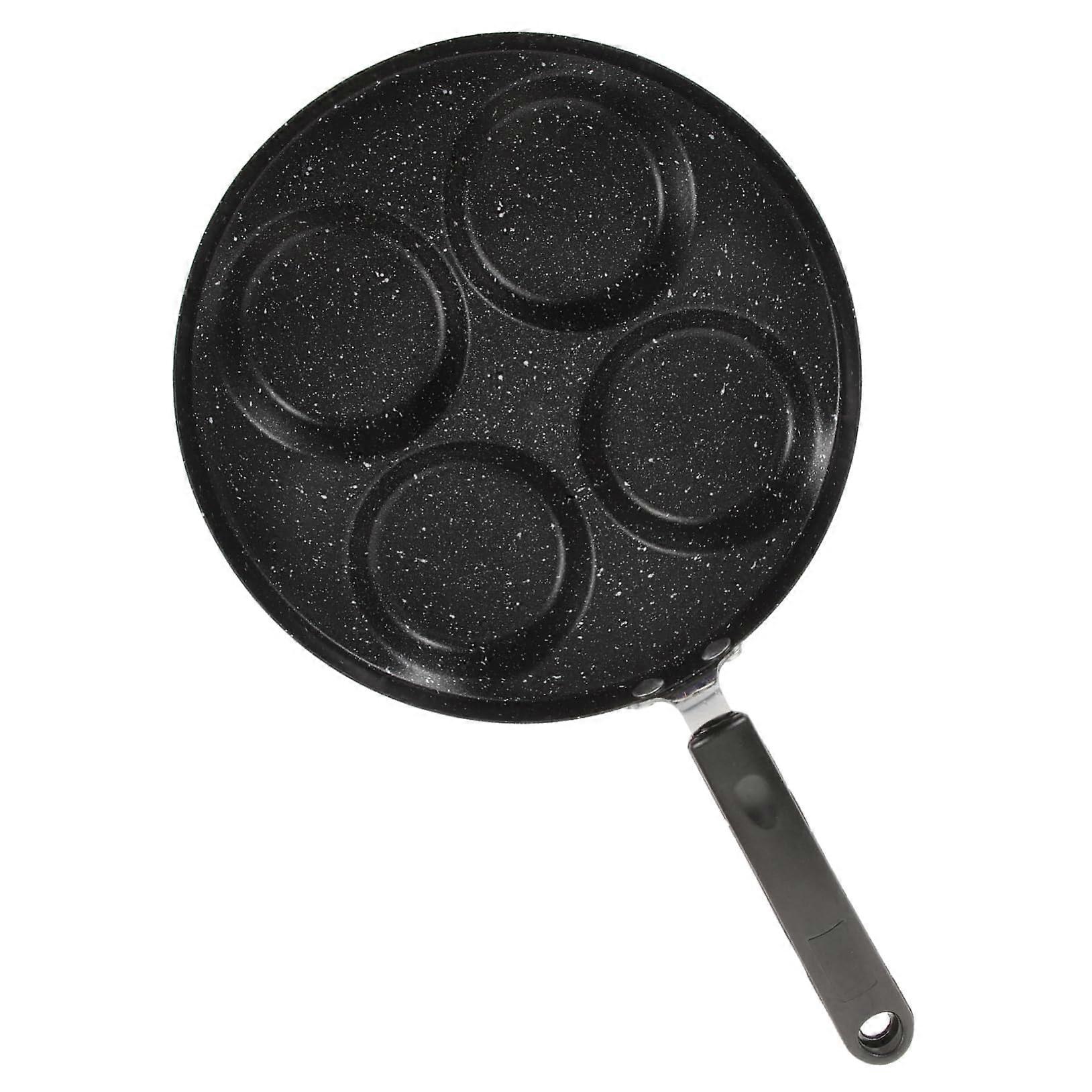Nonstick Fry Pan With Compartments For Pancakes, Heat Resistant, Family Size, Black