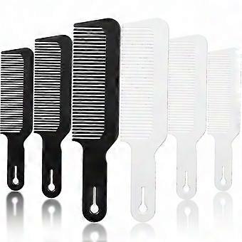 Set di pettini tagliacapelli da 6 pezzi per barbiere - Pettini a sommità piatta per tagli di tosatrici e cime piatte (bianco e nero)