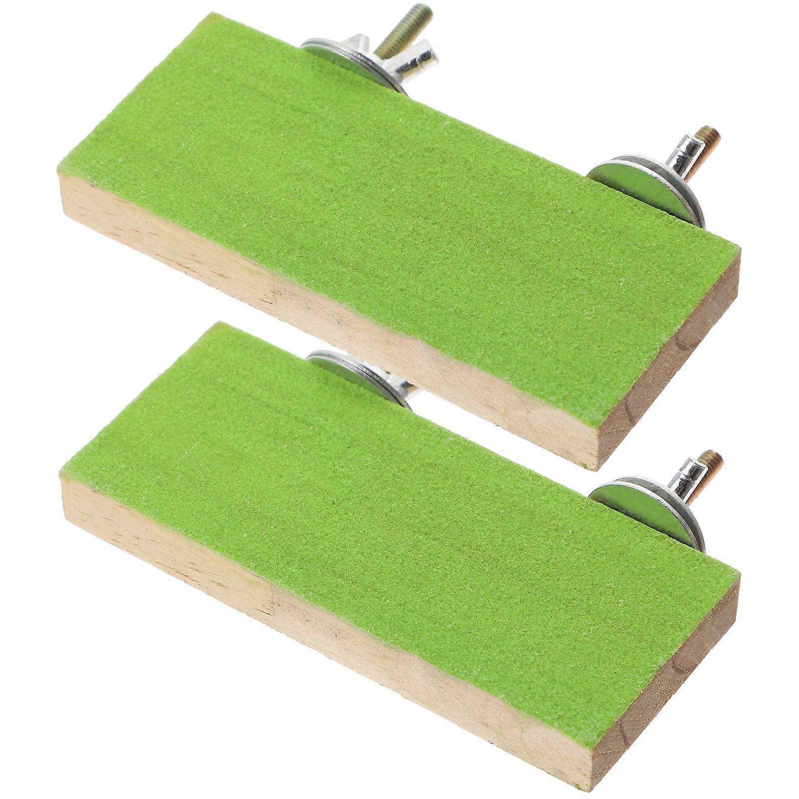 2Pcs Rectangular Parrot Platforms Wooden Bird Platforms Interesting Bird Stands Parakeet Platform