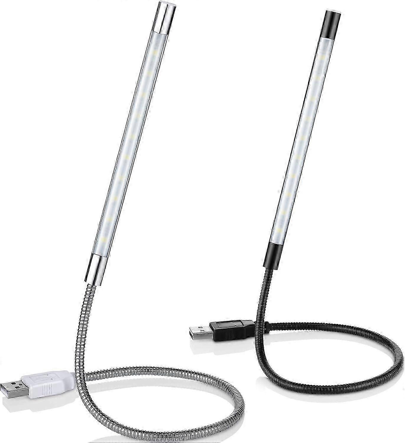 2 Pieces LED Light USB Light for Laptop Keyboard Light Gooseneck Light Computer Light Flexible Stick Dimmable LED Lamp Touch Switch(Black, Silver)