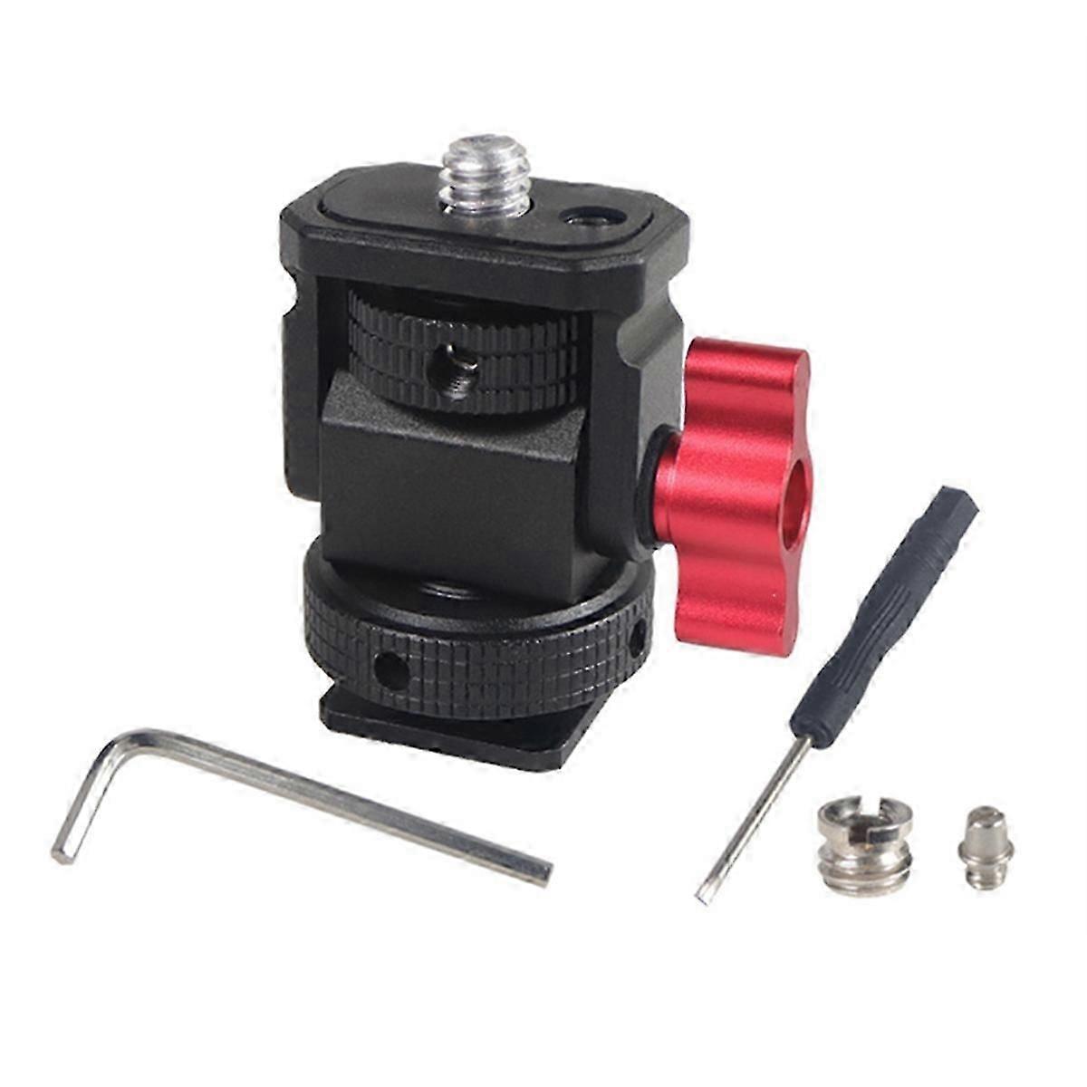 Mini Monitor Mount Holder Tripod Head with Cold Shoe Mount Adapter Swivel and Tilt Adjustable for Flash Fill Light