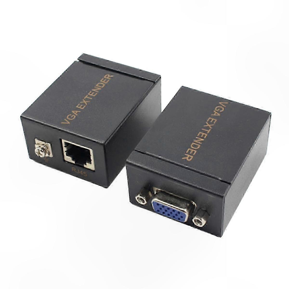 VGA to RJ45 Ext Kit, 60m CAT5e/CAT6 Ethernet Transmitter Receiver for PC Laptop, 1080P Video Transmission, 1 Pair Setup