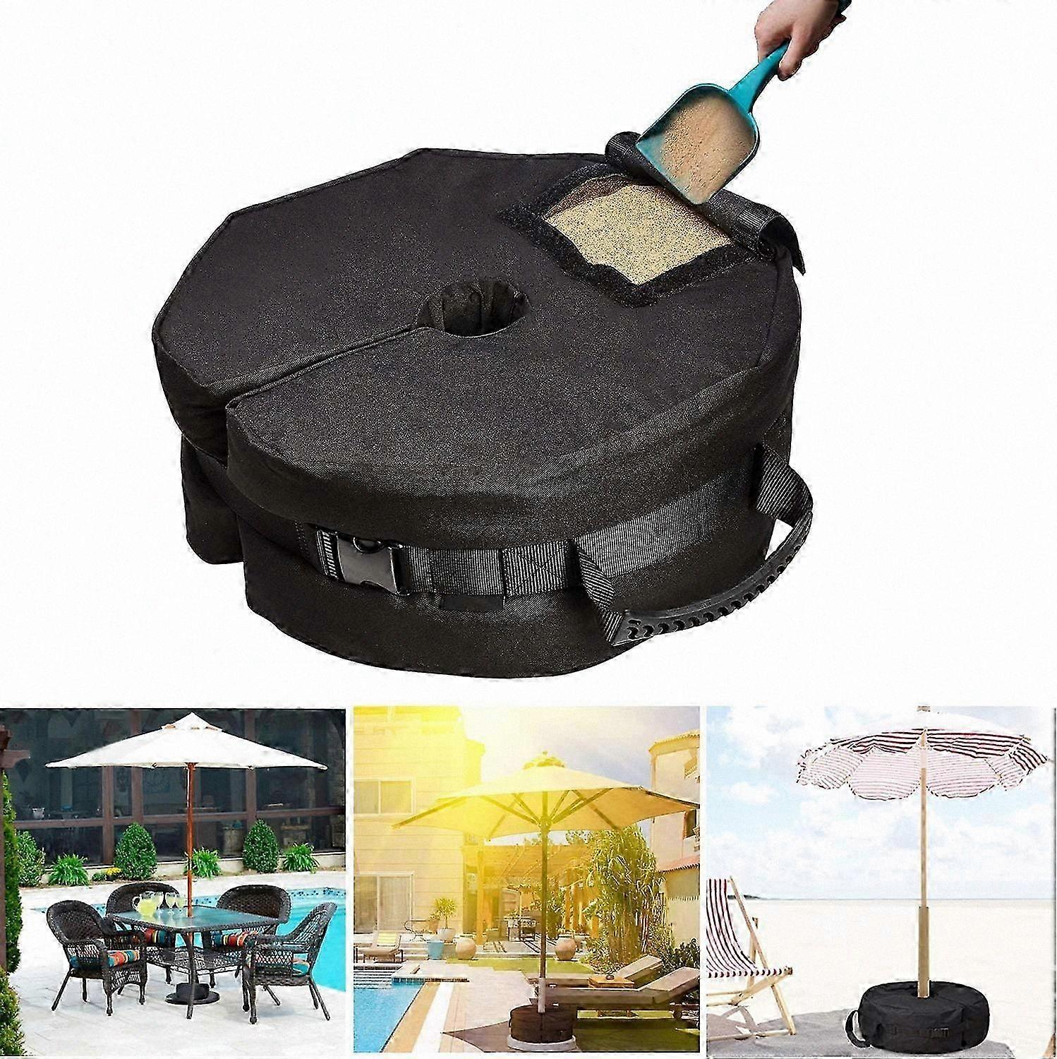 Heavy Duty Umbrella Stand with Sandbag, Detachable Round Base for Garden & Patio, 18" Diameter, Includes 2 Handles, Supports up to 85 lbs