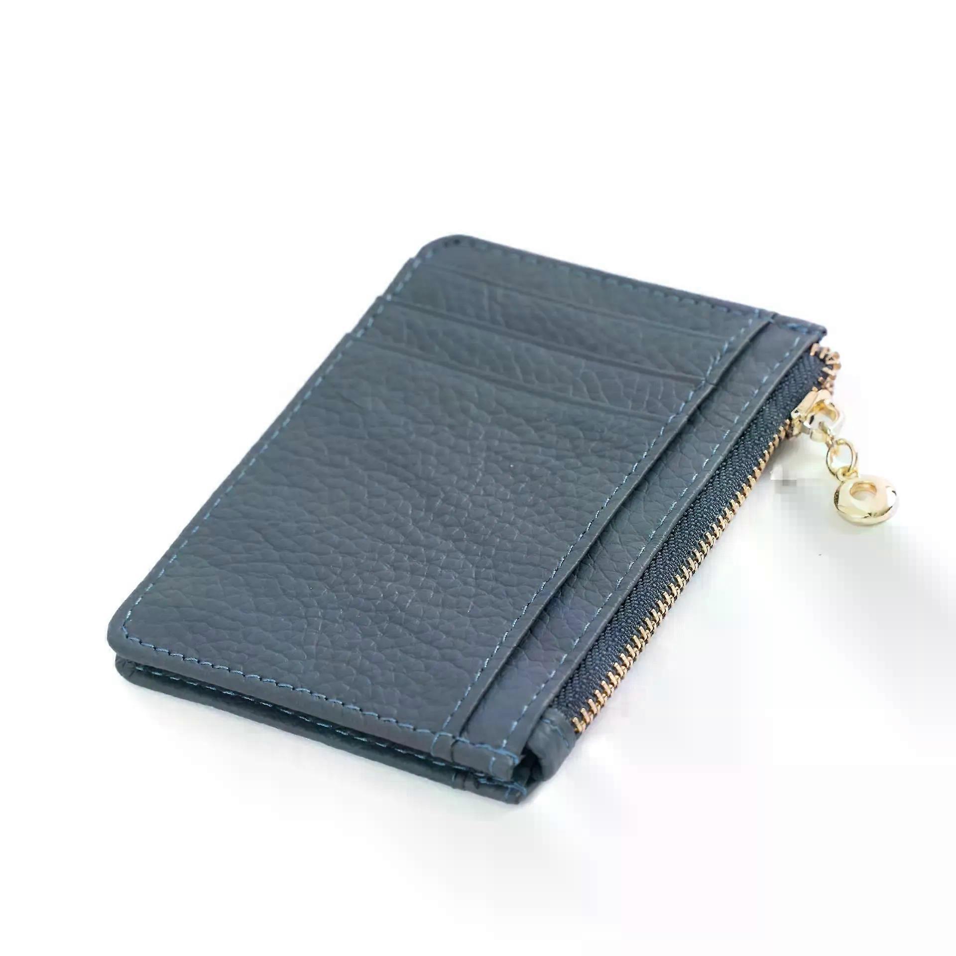 Custom Letters Pebble Pattern Japanese Style Leather Small Wallet Multi-Card Slot Ultra-Thin Card Holder Zipper Mini Coin Purse