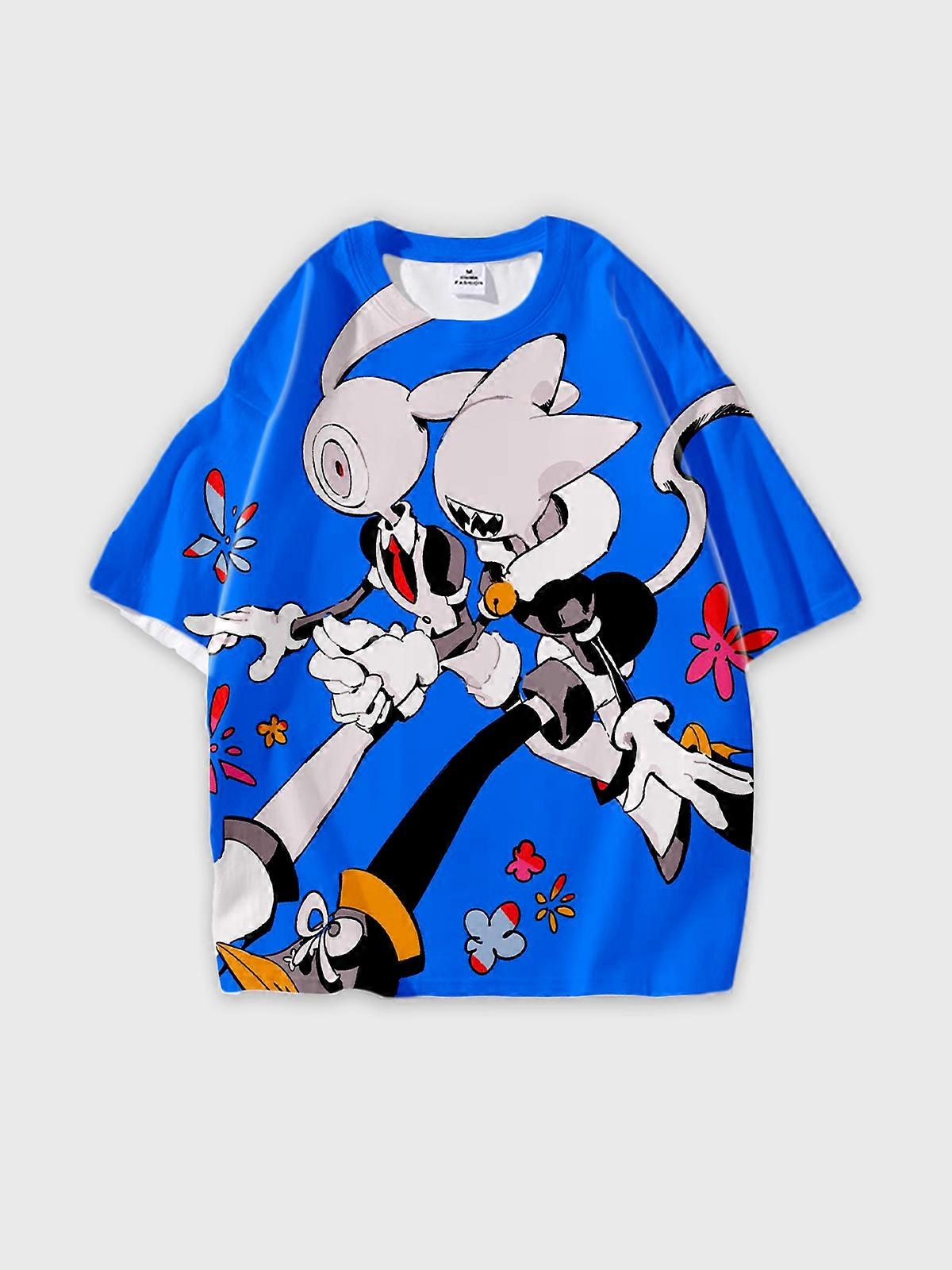 T-Shirt Short Sleeve Round Neck, Summer Casual Loose Graphic Tee, Unisex Pattern U2900