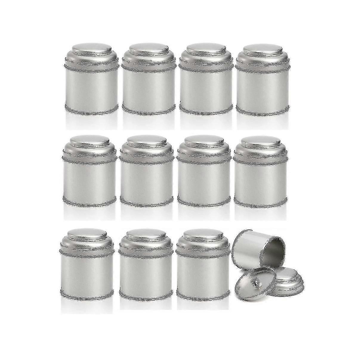 12 Pcs 8oz Tea Tin Canister with Airtight Double Lid Small Tea Storage Box