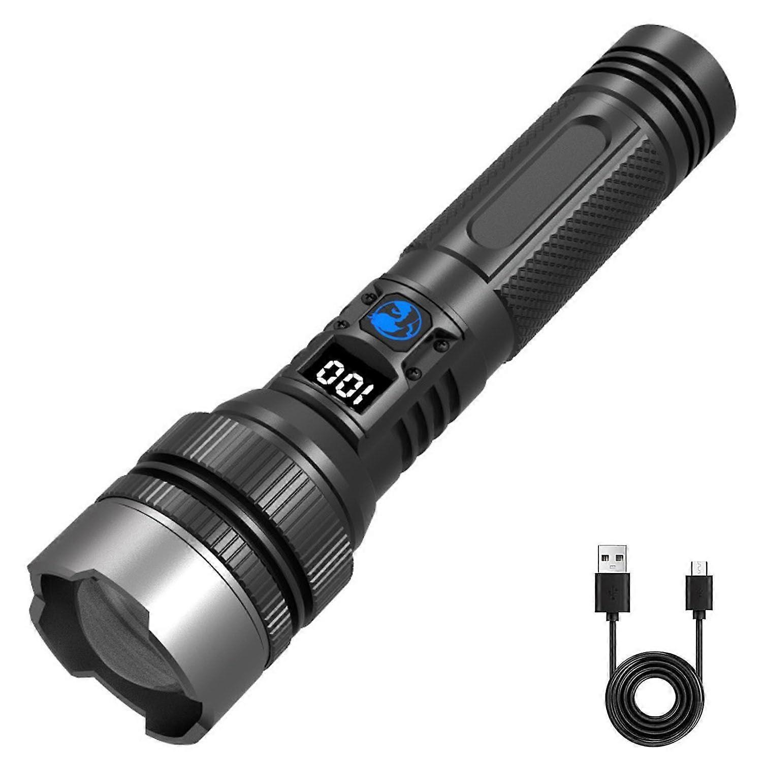 Powerful Flashlight 150000 Lumens, Powerful Flashlight 150000 Lumens,Usb Rechargeable Waterproof, Ipx7 Waterproof Flash Light With 5 Modes, LCD Displa