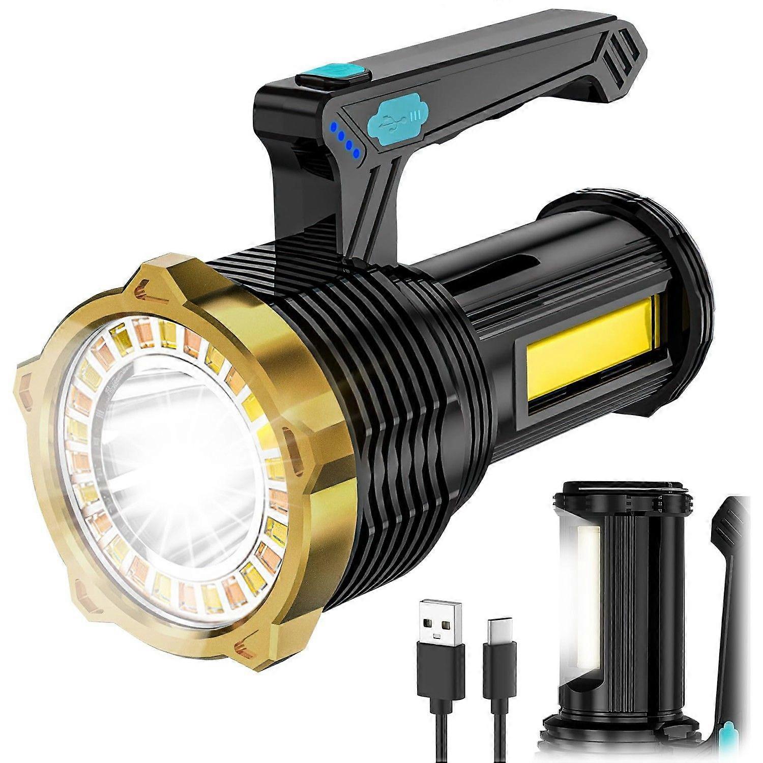 LED Flashlight - Super Bright, 8 Modes, Wall-Mounted(Black)