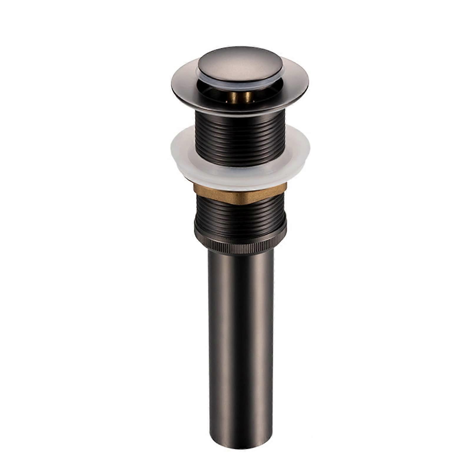 Pop Up Drain Stopper For Bathroom Sink Gun Gray With Overflow Full Copper Press Bounce Type Anti-Odor Anti-Corrosion