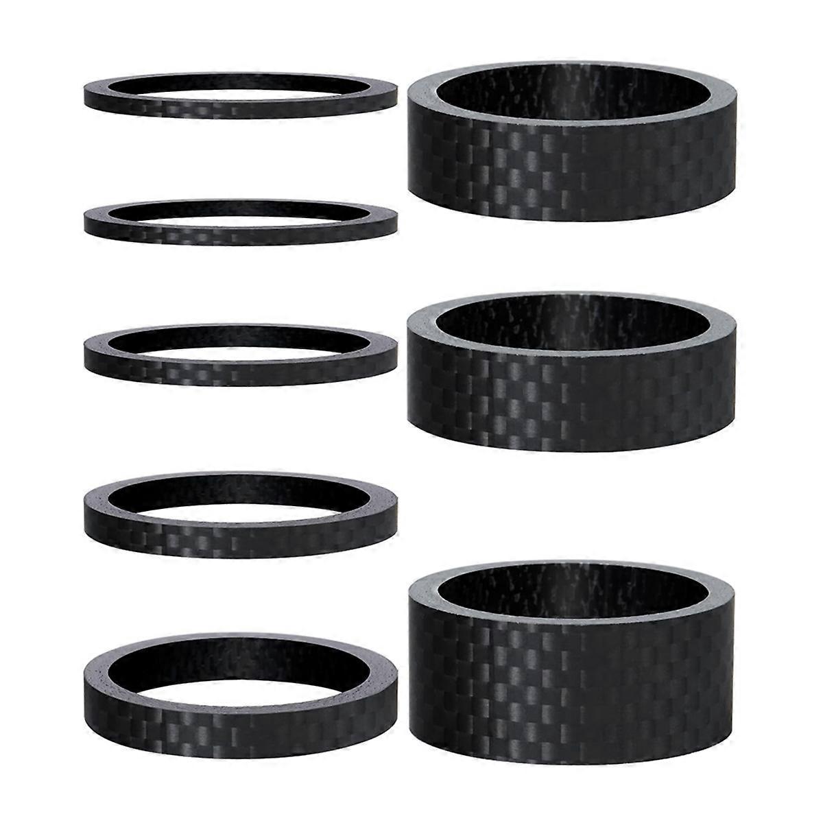 8PCS Carbon Fiber Headset Spacers Matte Finish,Fits 1 1/8 Inch Stem for , Road Handlebar Stems,6 Siz