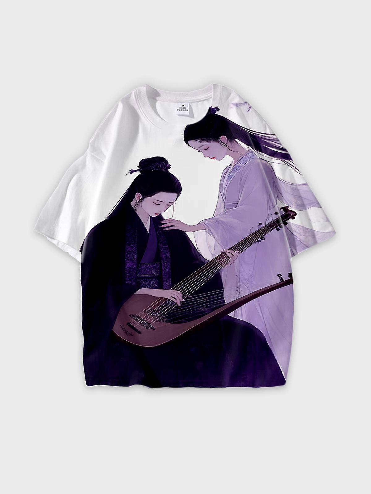 T-Shirt Short Sleeve Round Neck, Summer Casual Loose Graphic Tee, Unisex Pattern W2122
