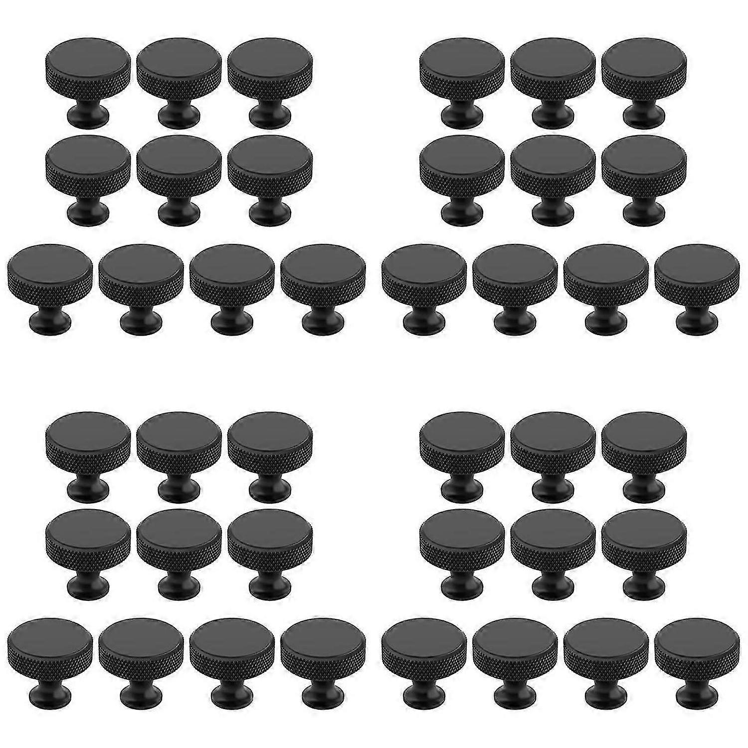 10er-Pack mattschwarze gerändelte Schrankknöpfe, runde Küchenschrankgriffe