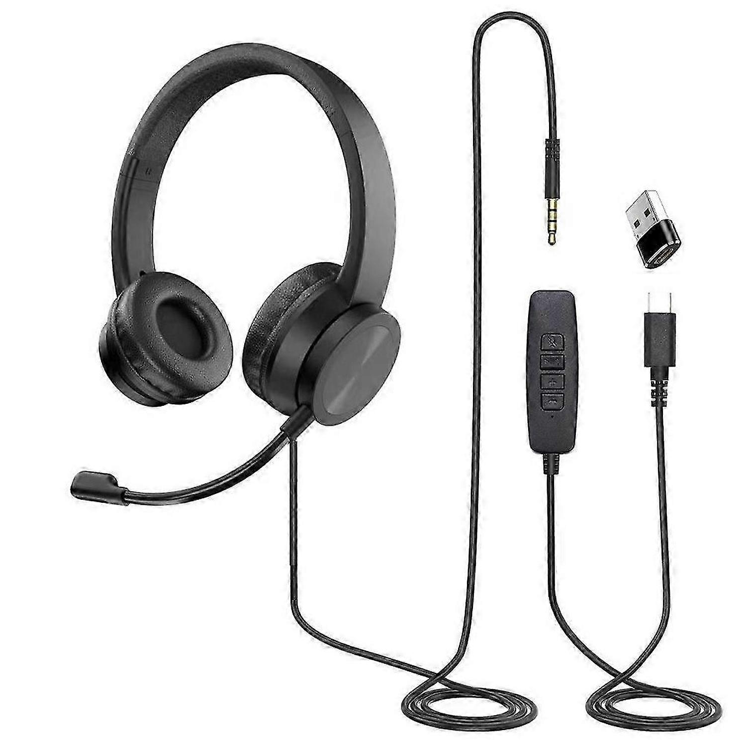 USB Headsets with Microphone Noise Cancelling Stereo Headsets for Call Center Office, Conference Call, Skype Chat