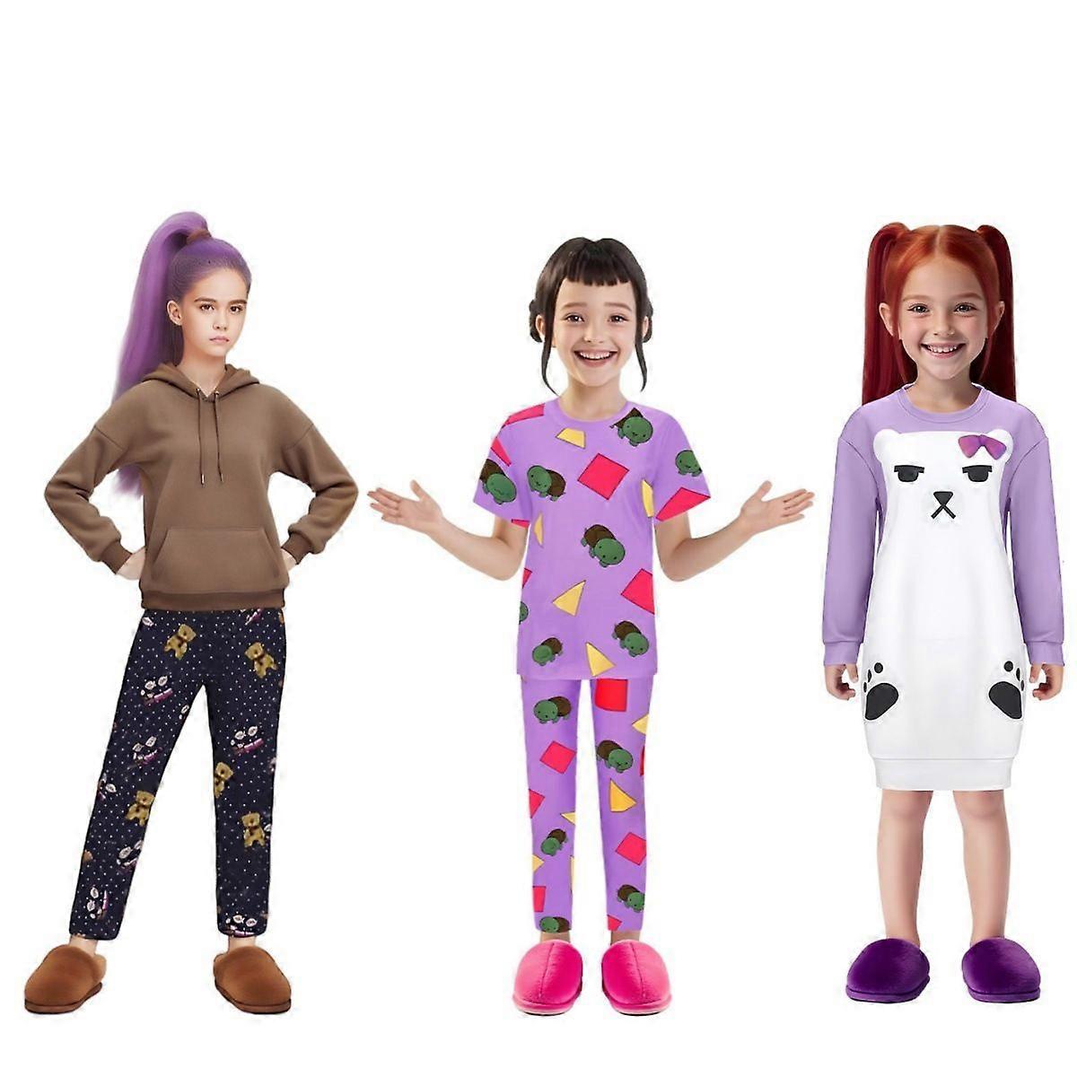 Pijamas de Caçadores de Demônios para Meninas KPop Rumi Mira Zoey Conjunto de Calças de Pijamas com Capuz A