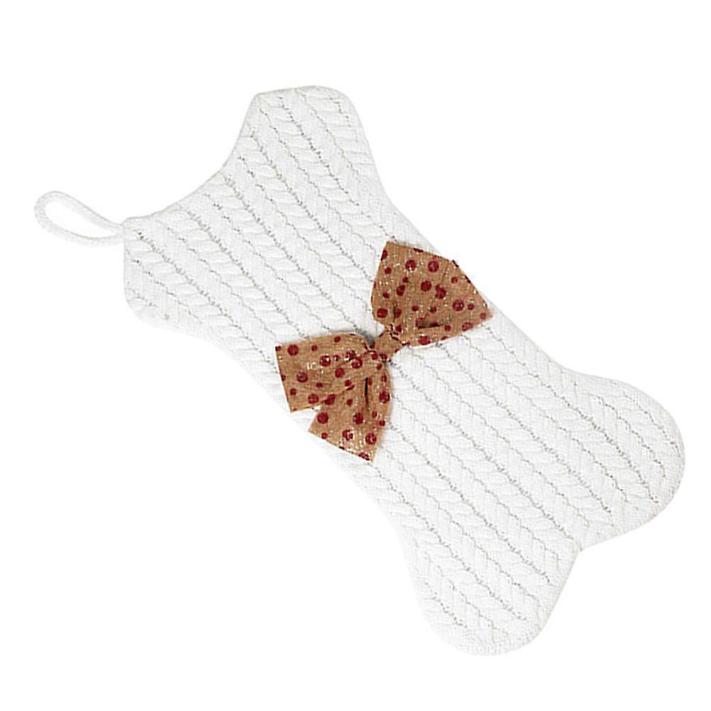 Dog Bone Christmas Stocking Xmas Sock Pendant for Decor White Festive Ornament