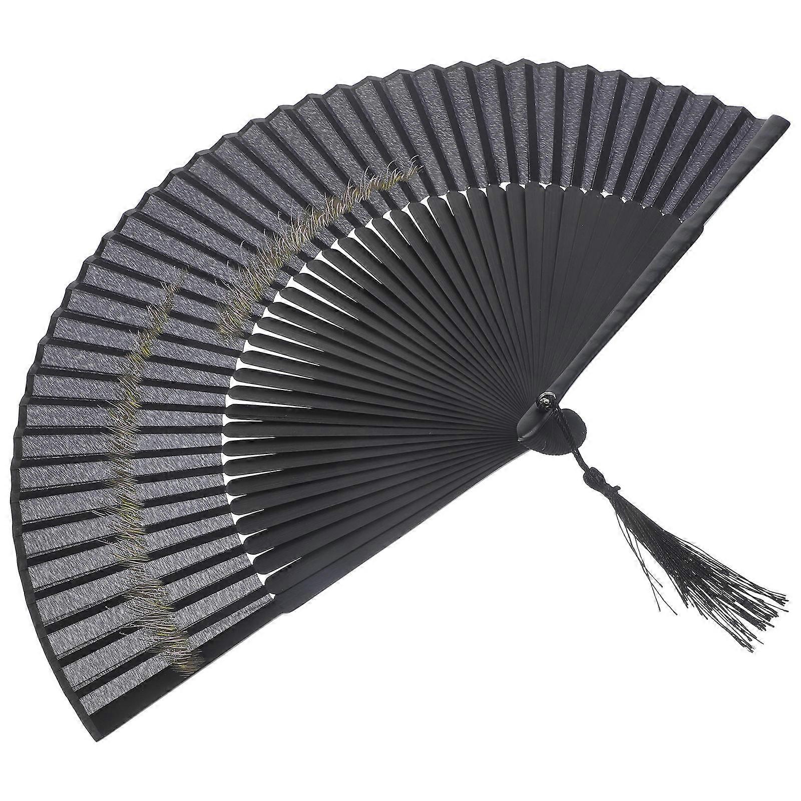 Foldable Dance Fan for Decor 4Pcs Retro Style Black Chinese Style Fan
