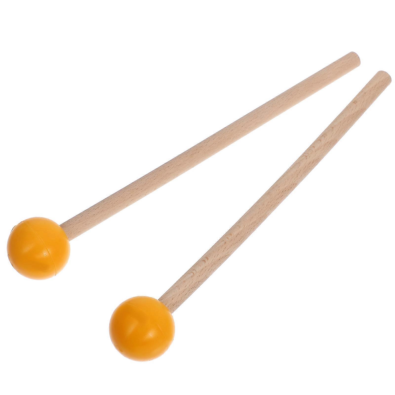Percussion Instruments Wood Mallets Drum Mallets with Rubber Tips 4Pairs Orange