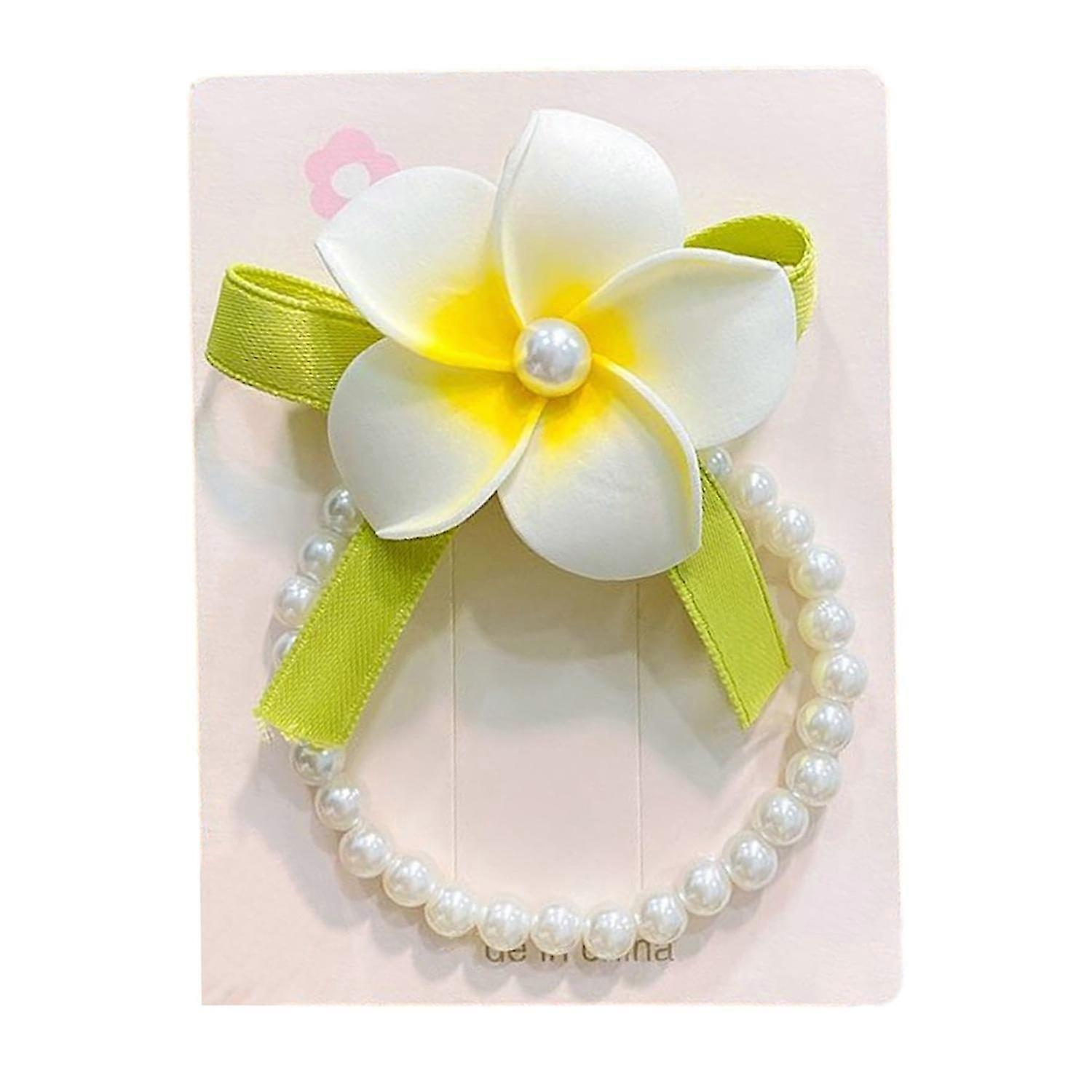 Çiçek Dekor Saç Halat Sahte İnci Kurdele Yüksek Elastik Saç Kravat Kız Ilmek Saç Bandı Saç Aksesuarı