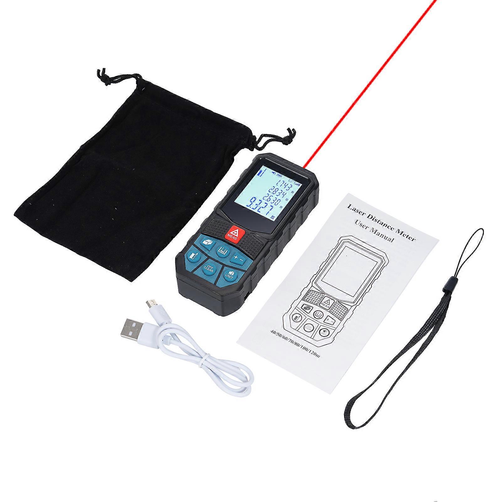 Laser Distance Meter 100m Range ±1.5mm Accuracy Blue Black 11.5x5x2.8cm