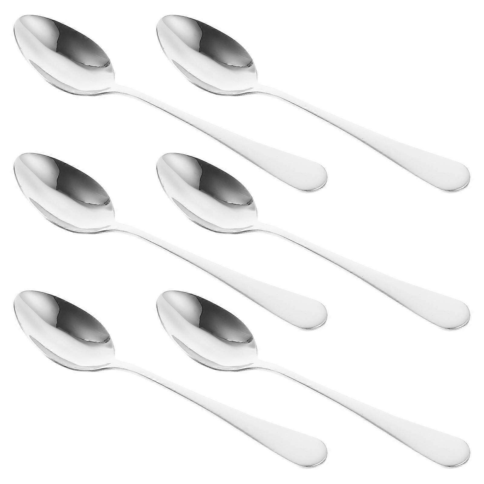 Dessert Spoon Stainless Steel Soup Spoons for Home Use 6Pcs Mixing Set