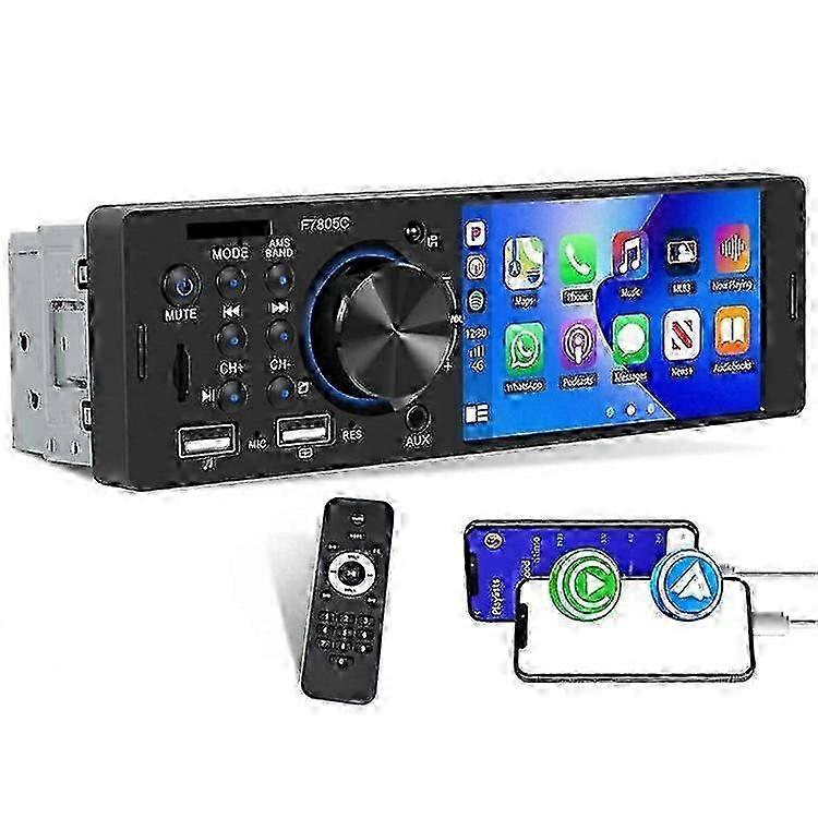 F7805C Wired CarPlay 4.1 Inch Touch Screen MP5 Car Radio Bluetooth-Compatible SD AUX USB 7 Color Lights Multimedia Player
