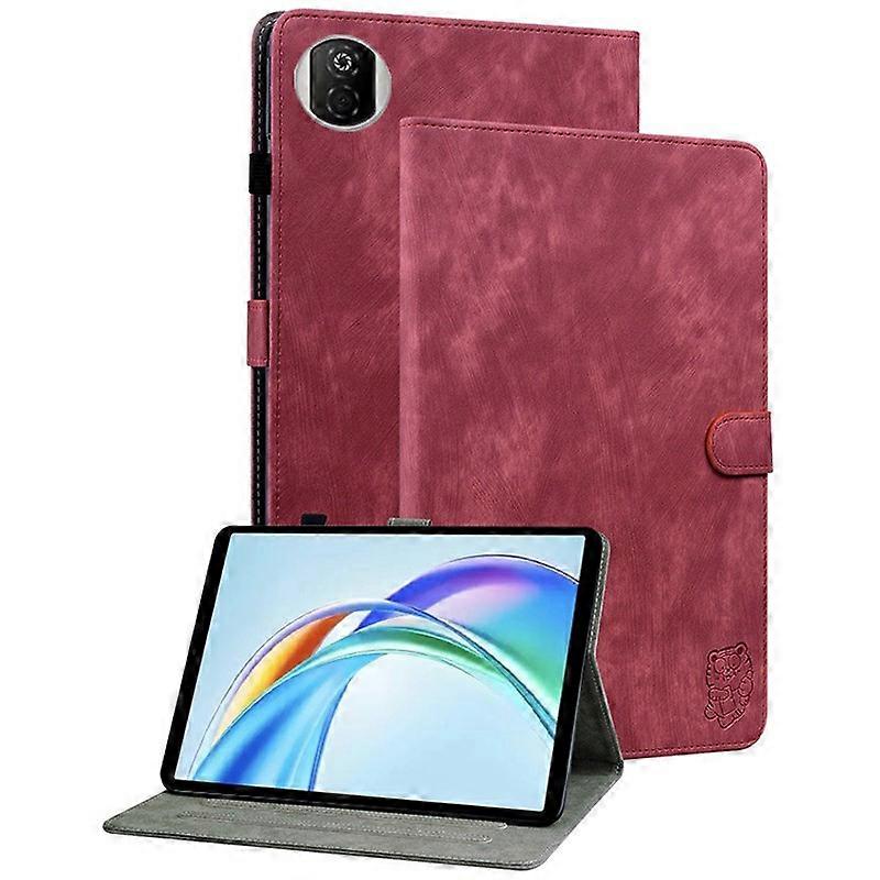 TKdaddy For Honor Pad X7 Θήκη Tiger Imprint Anti-Scratch PU Δερμάτινο Κάλυμμα Tablet Κόκκινο
