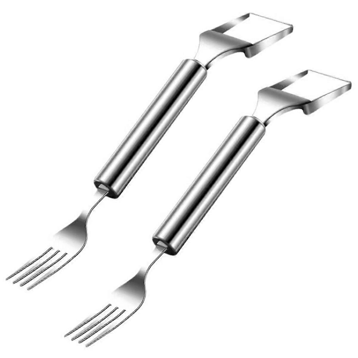Portable Two-in-One Fruit Fork Stainless Steel Fruit Cutter Watermelon Slicing Knife Fruit and Vegetable Cutter Tool