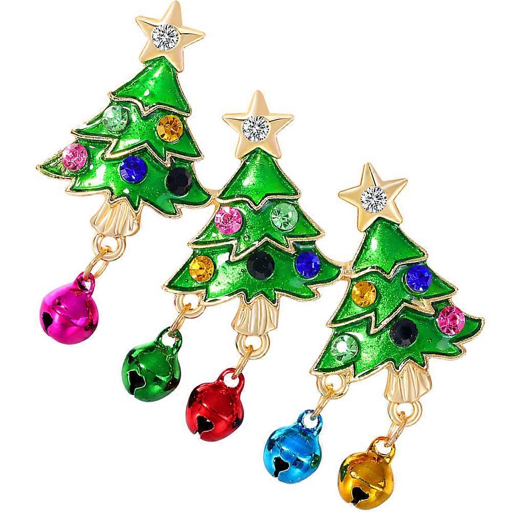 Christmas Tree Lapel Pin for Decor 5Pcs Assorted Color Alloy Brooch Set