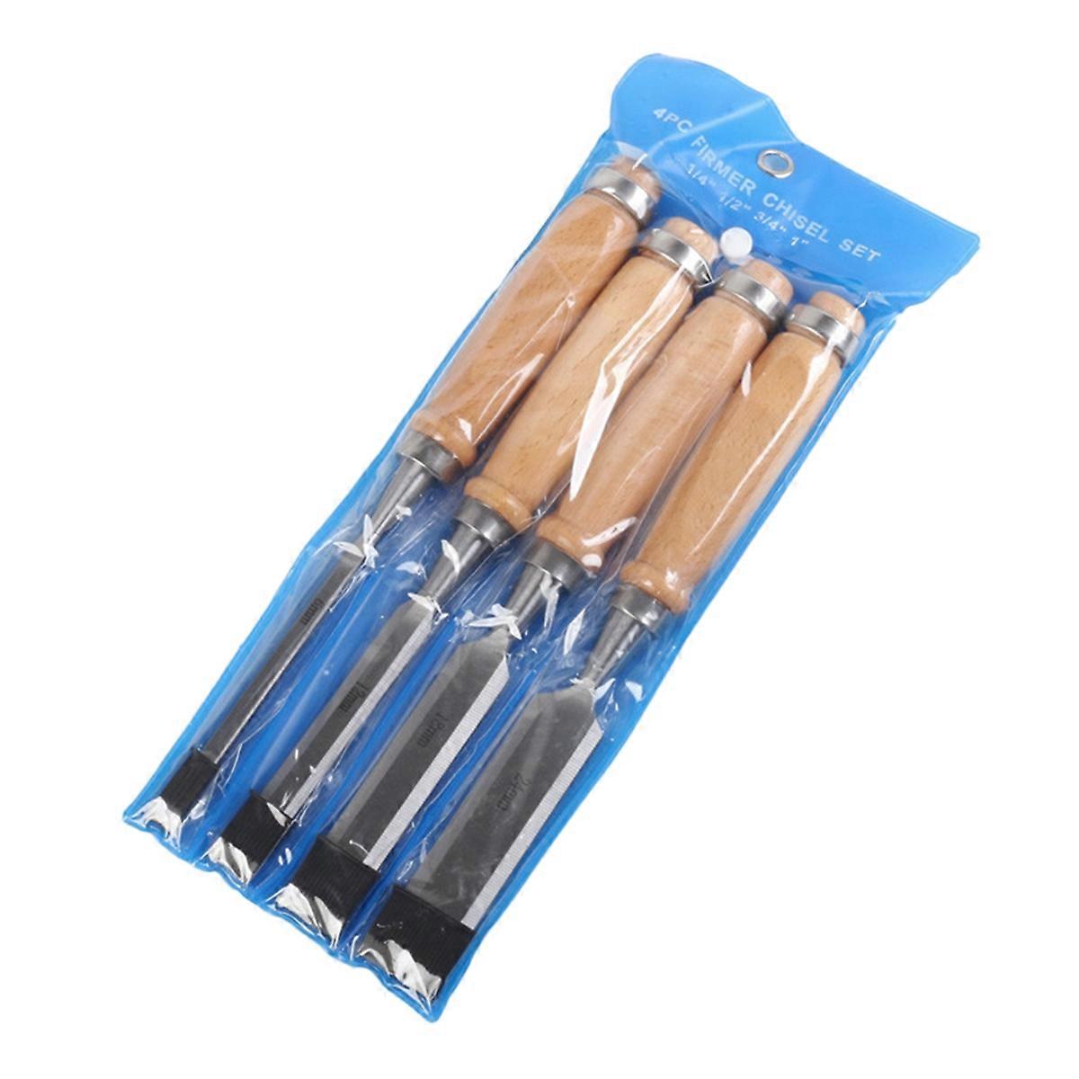 4pcs Wood Chisel Set with Cap, Beech High Impact Handle