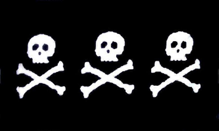 PIRATE CHRISTOPHER CONDENT FLAG 3 SKULLS FLAGS BANNER Model T 944
