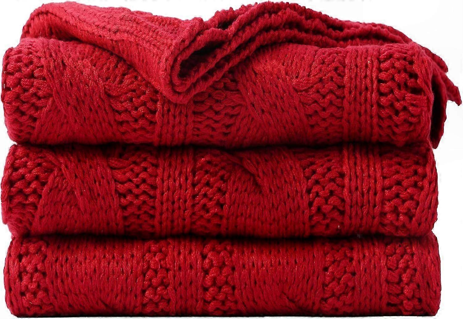 Cozy Cable Knit Throw Blanket for Couch, Soft Warm Comfortable Design