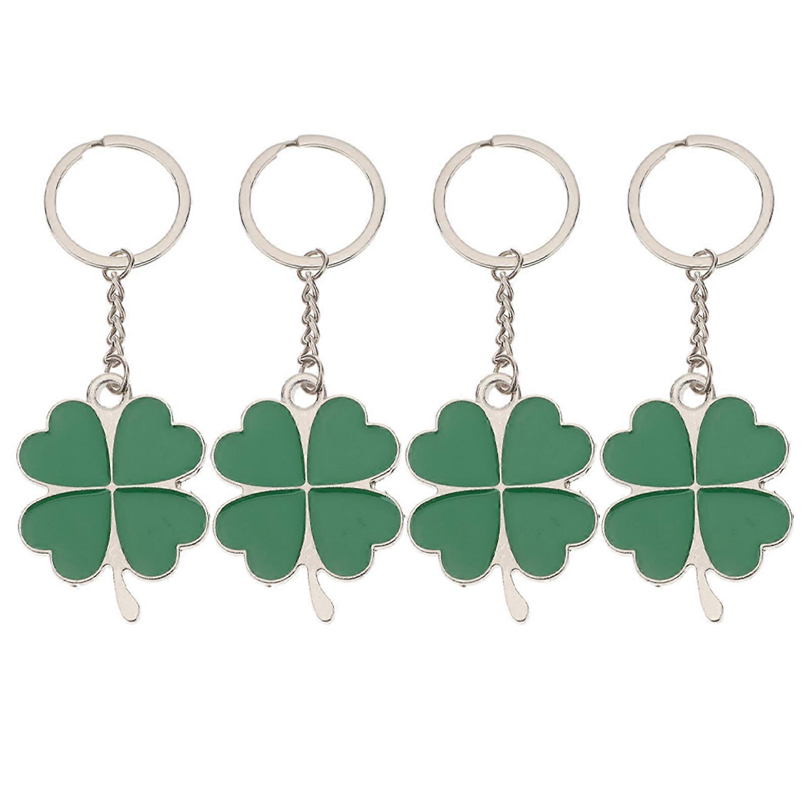 St. Patrick's Day Gift Four Leaf Keychain for Hanging Keys 16Pcs Green