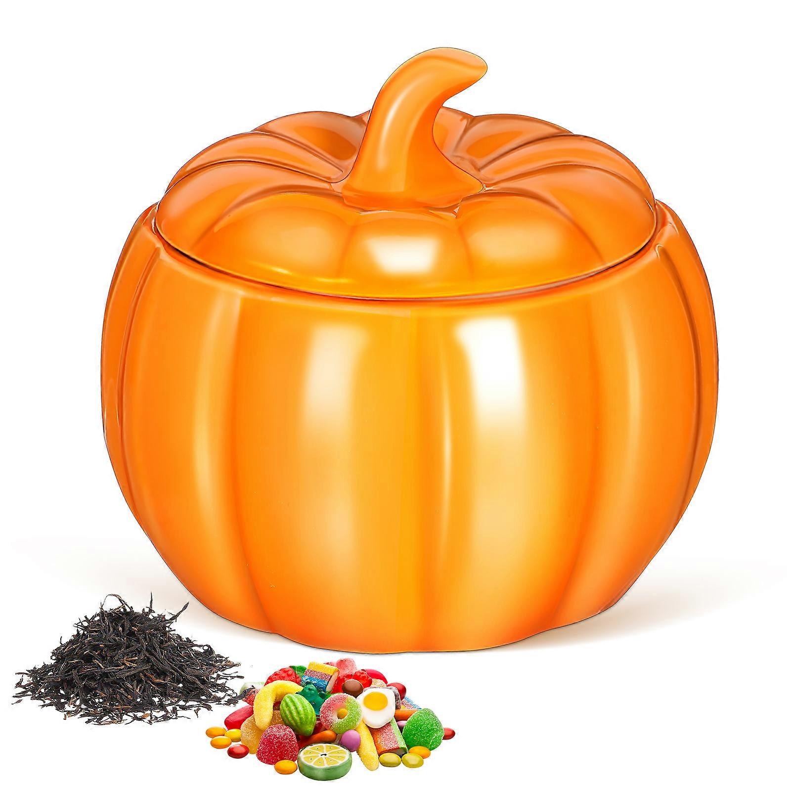 Storage Container Ceramic Jar For Gift Giving With Pumpkin Design Suitable For Kitchen 2Pcs