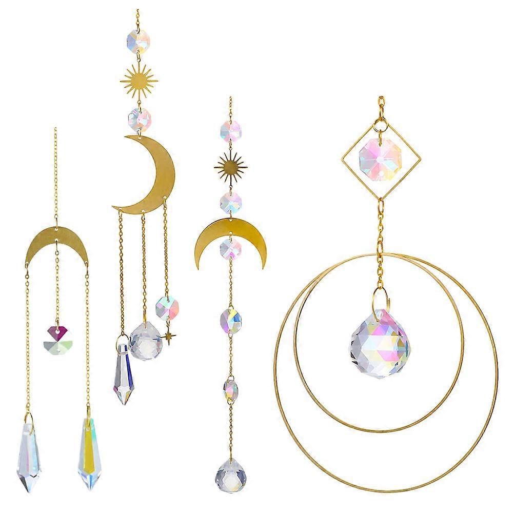 Prism Shape Crystals Pendants For Weddings And Parties Assorted Color Light Refraction 4Pcs